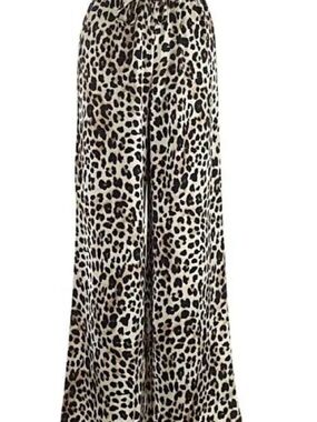 Sincerely Jules Leopard Print Wide Leg Pants - Black & Cream